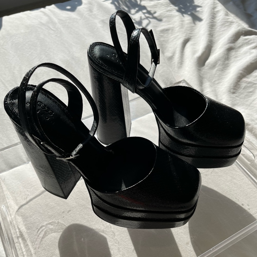 Black ASOS Pluto platform heeled shoes